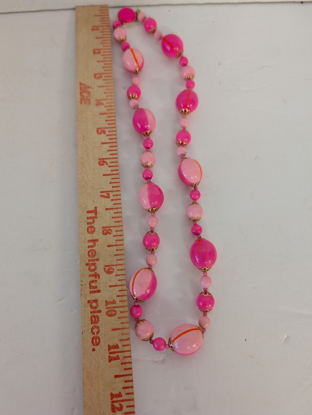 Vintage 1960 Hot Pink Two-Row Statement Beaded Necklace - Women Jewelry - Picture 4 of 4